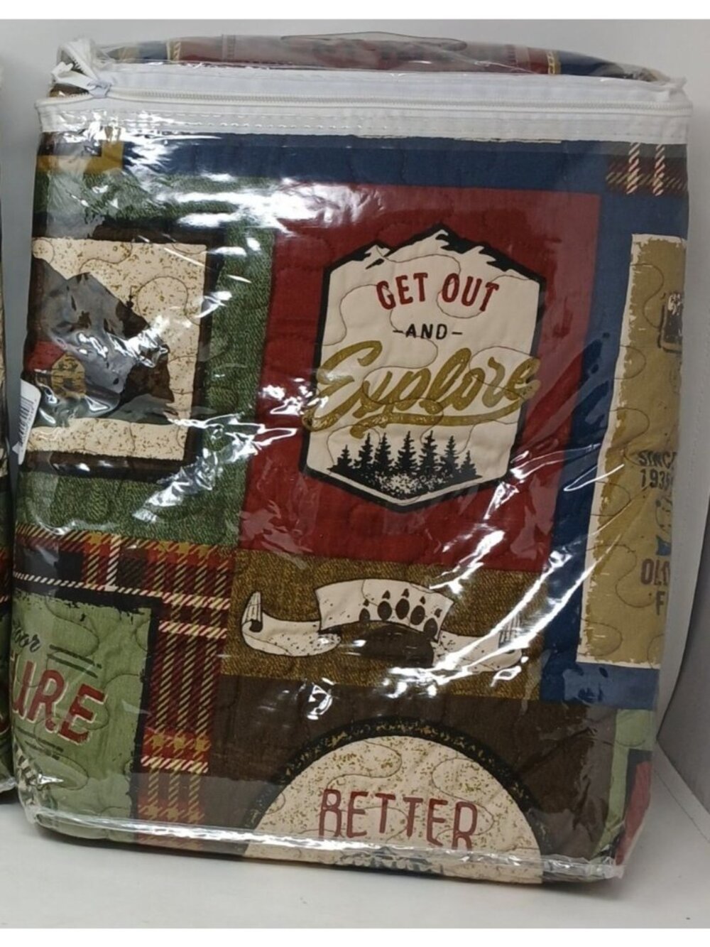 Lodge Bedspread Set Twin XL Wilderness Adventure Patchwork Cabin Lodge 2 Pc #BS - Picture 6 of 7